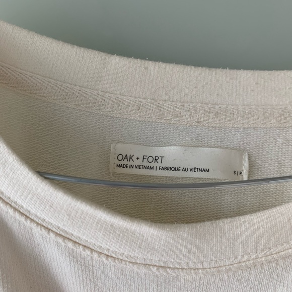 Oak + Fort Oversized Terry Crew Neck, Size S, Cream - Picture 2 of 3
